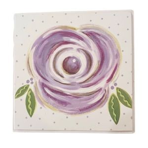 Lane Dee Signs- Purple Rose with Small Polka Dots Square Wall Plaque.